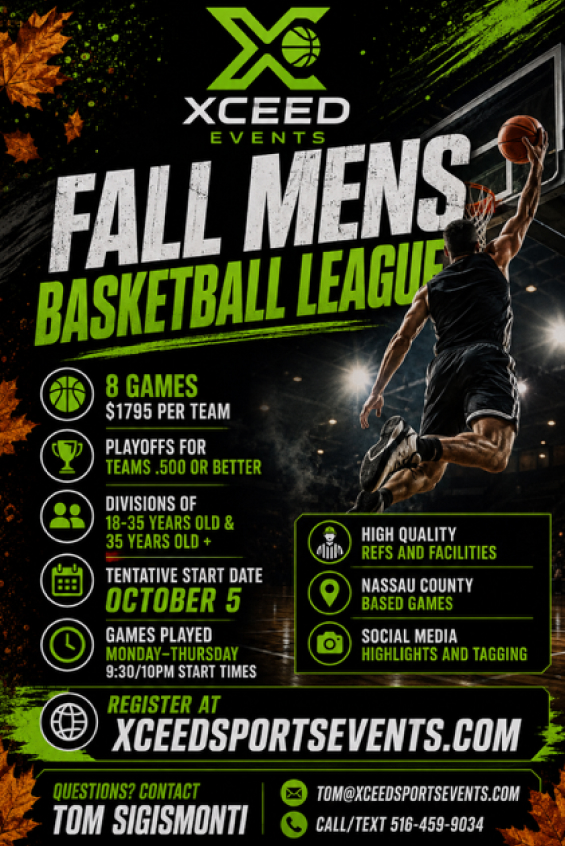 Xceed Events Mens League Basketball Flyer